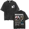 Camiseta Gráfica Vintage Lavada de Michael Jackson, Icono Pop para Hombres y Mujeres, Camiseta Retro Gótica Rock para Hombres