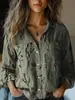 2025 Comercio Exterior Transfronterizo Europeo y Americano Ropa de Mujer Primavera y Verano Nueva Camisa Casual de Manga Larga Estampada Retro Imitación de Algodón y Lino