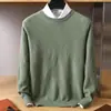 Suéteres masculinos de outono e inverno, suéteres de lã para homens de meia-idade e jovens, suéteres masculinos de tricô, suéteres masculinos de gola redonda com manga longa para usar por baixo