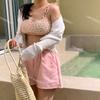 [4 Colores] Nuevo Estilo Ins Japonés y Coreano Pastoral Floral Simple de Cintura Alta Traje de Baño de Tres Piezas para Mujer + Pantalones de Playa