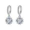Pendientes de Rueda de la Fortuna y Trébol de Cuatro Hojas para Mujer, Pendientes Pequeños y Modernos, Clips para Orejas con Nieve Completa de Plata S925, Venta Caliente Transfronteriza