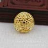 Hongxing Joias DIY Cor Dourado 24K Cobre Conservador de Cor 15*13mm Furo Passante Flor Oca Bola Redonda Material Artesanal B572