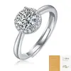 Anillo Abierto Ajustable de Plata S925 con Bisel Cuadrado y Moissanita, Moda, Nuevo Regalo, Anillo Pequeño de Cubo de Azúcar