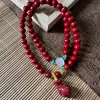 Pulseira de Cinábrio Dupla Volta Pulseira de Cinábrio Baixo Teor Pulseira Retro Simples Pulseira de Areia Dourada Roxa Pulseira Saco da Sorte Contas de Cinábrio