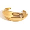 Joia Elegante de Aço Inoxidável, Banhada a Ouro 18K, Superfície Curva Côncavo-Convexa, Pulseira Aberta Lisa para Mulheres, Pulseira de Aço Inoxidável