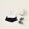 Conjunto de Ropa de Verano con Dibujos Animados para Bebés y Niños Pequeños, Camiseta Blanca con Cuello para Niños y Niñas Combinada con Pantalones Cortos Casuales Negros, Conjunto de Dos Piezas