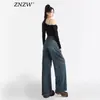 Jeans Retro Americanos de Pierna Ancha para Mujer Tendencia Verano 2025 Nuevos Pantalones Rectos de Cintura Alta Sueltos Plisados Caídos para Mujer