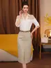[En stock] Conjunto de dos piezas con cinturón, nuevo de verano 2026 estilo coreano, elegante conjunto de camisa y falda para ir al trabajo