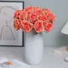 Tela de seda de alta gama ramo de rosas de 7 cabezas flores artificiales decoración retro para el hogar diseño de lugar de boda ramo de rosas