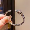 Oro Real de 18K Electrochapado Lujo Accesible Circonia Leopardo Pulsera Abierta Moderna Elegante Creativa Pulsera de Gama Alta Pulsera para Mujeres