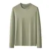 Selección Premium: Camiseta Básica de Modal con Cuello Redondo para Hombre de 60S, Camiseta de Manga Larga, Estilo Delgado para Otoño e Invierno, Se Puede Usar como Capa Interior o Exterior, Color Sólido