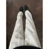 Pantalones casuales de pierna ancha con rayas verticales azul marino para hombre, temporada de otoño, con puños con forro de cuadros, pantalones rectos fluidos de corte limpio