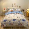 Algodón Puro Cama de Cuatro Piezas Ropa de Cama para Niños Funda de Edredón Linda 100 Sábanas de Dibujos Animados y Sábanas Ajustables Juego de Tres Piezas para Niños