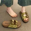 Sandálias Birkenstock de Solado Grosso Femininas Verão Uso Externo 2026 Novo Super Popular Estilo Chinês Verde Solado Macio Chinelos