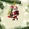 2025 Adorno Plano de Acrílico de Santa Claus para Regalo de Coche Adorno Navideño Decoración de Árbol de Navidad