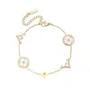 Colar de Aço Titânio Flor da Sorte de Quatro Folhas com Concha Branca Estilo Francês Luxo Leve Conjunto de Corrente para Clavícula Feminina Moda Exquisite Versátil High-End