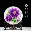Ornamento de Prato de Porcelana com Peônias Luoyang Cerâmica Fina Doméstica de Alta Qualidade Prato de Parede com Peônias Decoração de Presente para Casamento Empresarial