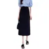 Falda midi línea A moda elástico trasero diseño de abertura talla grande gorda m media falda estilo casual de viajero media falda
