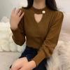 Tops Básicos para Mujer, Tops de Diseñador, Elegante Tejido con Cortes, Rojo, de Cuello Alto, Suéter Sexy A2746
