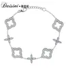 Pulsera de Trébol de Cuatro Hojas Hueca de Lujo Ligero, Pulsera de Moda y de Gama Alta, Pulsera de Circonita, Joyería de Mano para Mujeres, Estilo Nuevo