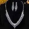 Suministro transfronterizo europeo y americano, elegante collar de lujo con brillantes diamantes de imitación, pendientes, joyería con borlas a juego para mujer.