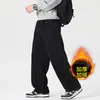 Pantalones rectos para hombre, pantalones casuales holgados, nuevos pantalones deportivos cálidos con forro polar para hombre 2026 invierno