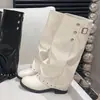 Botas de montar de alta gama para mujer, con suela gruesa, plisadas y de tacón apilado, nueva colección de otoño 2026, botas largas versátiles, modernas y elegantes