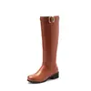 Botas de mujer de caña alta con punta redonda y hebilla de cinturón, botas de montar de talla grande europeas y americanas, comercio exterior transfronterizo c209