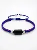 Moda sencilla piedra natural turmalina negra turmalina cuerda de mano tejida a mano ajustable joyería para hombres y mujeres venta al por mayor