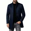 Gabardina acolchada gruesa de invierno para hombre de Amazon transfronterizo, corte slim estilo coreano, cuello alto, abrigo de lana de longitud media