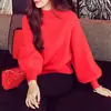 Suéter para Mujer 2025 Otoño/Invierno Nuevo Estilo Coreano de Punto con Cuello Alto y Medio Jersey Holgado de Manga de Linterna Manga Murciélago