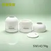 Frasco de Crema Redondo Esmerilado de Plástico PS para Venta al por Mayor 50g Blanco de Doble Capa Envase para Crema Frasco Cosmético