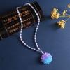 Imitação de cera de abelha gradiente roxo gota de água colar fivela de segurança pingente no-matter marca estilo étnico longo camisola cadeia presente ao vivo
