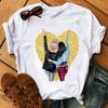Camiseta Melhor Amiga feminina nova camiseta preta moda feminina camiseta com estampa fofa Harajuku blusa gola redonda