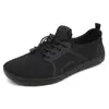 Tênis Esportivos de Cruzamento para Pés Largos para Homens e Mulheres, Sapatos de Malha Fly-Knit de Verão, Sapatos Minimalistas (Barefoot), Tamanhos Grandes Largos e Estreitos, Em Estoque, Preto, Azul Escuro
