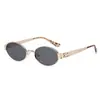 Gafas de sol GM del mismo estilo de Wang Hedi para hombre, forma ovalada de color té vintage, gafas de sol metálicas estilo old money para mujer, protección solar de alta gama