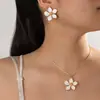 Collar ajustable con colgante de flor plisada de metal con pétalos de moda transfronteriza europea y americana para mujer, cadena de clavícula