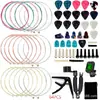 Amazon trajes de accesorios para guitarra transfronterizos, juegos de fundas para dedos de cuerdas, púas de guitarra, almohadilla para uñas de cuerdas, cambiador de cuerdas tres en uno