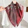 Lenço quadrado étnico de 70% algodão e linho, lenço de pescoço feminino estilo coreano, lenço de cabeça fino, lenço de veludo