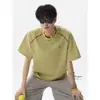Camiseta de Manga Curta Estilo Montanha para Uso Externo, para Homens e Mulheres, com Costura Visível e Mangas Raglã, Caimento Solto, Estampa de Letras Color-Blocking, Top de Secagem Rápida