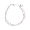 Brazalete Nicho Exquisito de Doble Capa Luz Francesa de Lujo Industria Pesada Doble Capa Envuelto Perla Plata Triturada Brazalete de Cuentas Brazalete