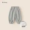 Bangxuan Huzhou Zhili Ropa Infantil Pantalones de Bebé Color Sólido Más Terciopelo Pantalones Deportivos para Niña Pantalones Sueltos con Puño Pantalones de Chándal para Niña