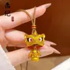 Colgante de Calabaza Chapado en Oro Tendencia de Tiktok, Dios de la Riqueza Amarillo, Brújula de los Ocho Tesoros Propicios, Cadena para Suéter de Cuerda para Cumplir Deseos al por Mayor