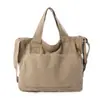 Bolsa de Lona de Gran Capacidad para Mujer, Bolso de Hombro Casual Simple Estilo Workwear, Bolso Cruzado Versátil de Color Sólido Retro Japonés, Transfronterizo