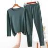 Tamanho Grande Gordo mm 100kg Roupas e Calças de Outono Conjunto de Roupa Íntima Térmica Camada Base Feminina Espessa Feito de Veludo Alemão