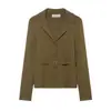 Atacado de Roupas Femininas Transfronteiriças Estilo Europeu e Americano Blazer de Cor Lisa com Cinto Top de Malha 4192150