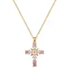 [Acero de titanio] Elegante collar de diamantes con cruz de perla, ligero y lujoso, cadena de clavícula para mujer, cadena de acero de titanio.