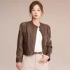 Chaqueta de cuero genuino de marca Haining auténtica para mujer, colección primavera/otoño 2026, chaqueta de motociclista de piel de oveja de corte holgado estilo coreano, moderna