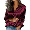 2026 Europea y Americana Transfronteriza Amazon Más Vendido Satén Mujer Holgada Manga Larga Camisa Top