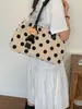 Bolsa Tote de Linho Grande Capacidade Estilo Coreano com Múltiplos Compartimentos para Mulheres, Bolsa de Ombro de Ponto Alto em Lona Versátil para o Dia a Dia